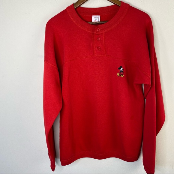 Vintage 90s Disney wear Mickey embroidered Henley sweatshirt unisex size large - Picture 11 of 11